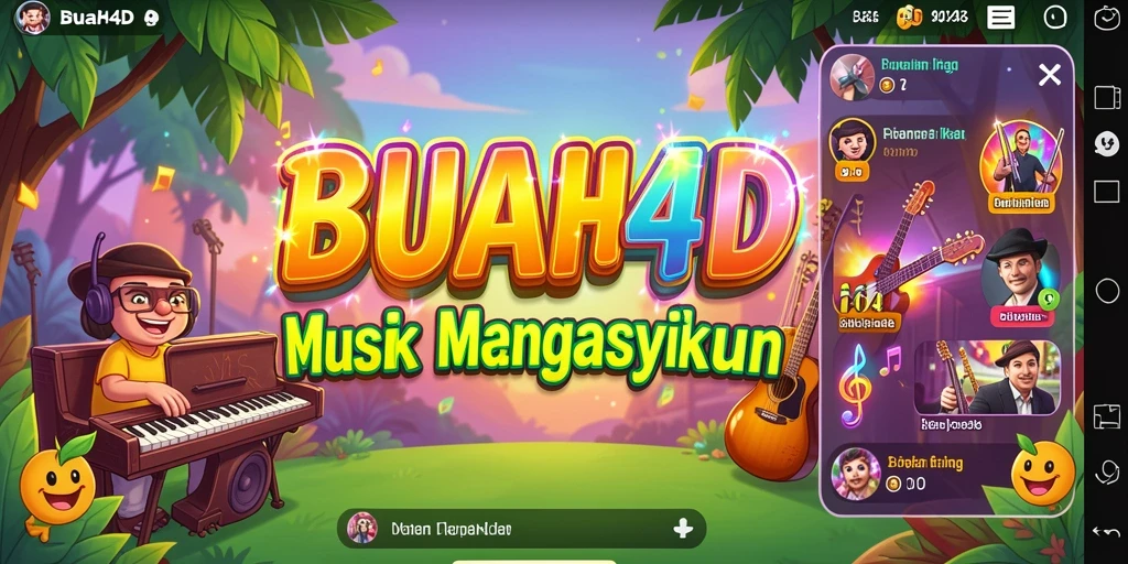 Tampilan permainan BUAH4D dengan alat musik virtual dan antarmuka yang menarik.