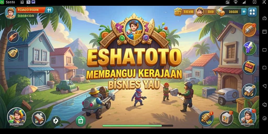 Screenshot ESHATOTO menampilkan gameplay seru dan interaksi bisnis.