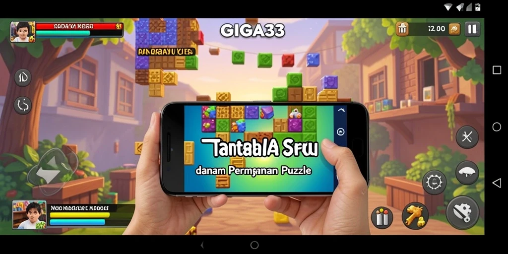 Screenshot gameplay GIGA33 menampilkan aksi seru menyelesaikan teka-teki.