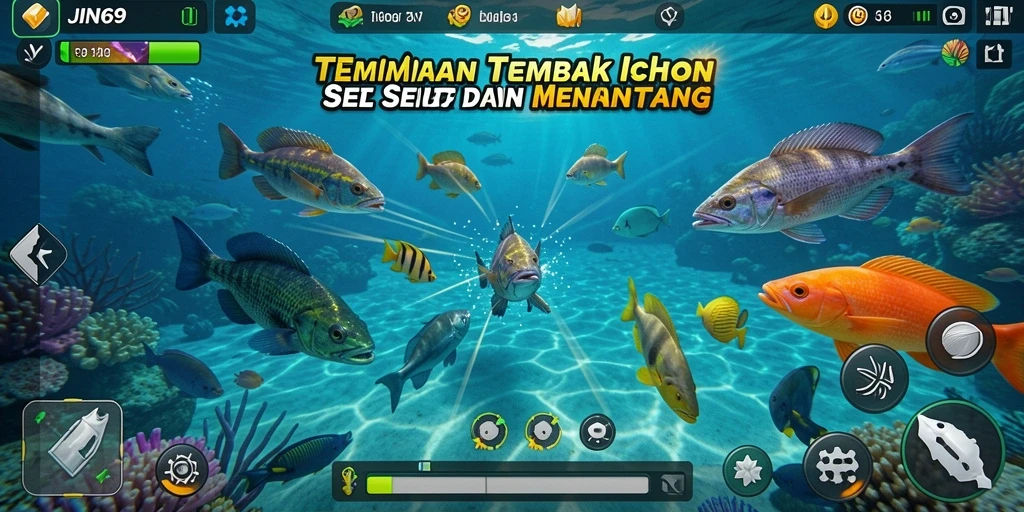 Tangkapan layar utama JIN69 dengan gameplay Tembak Ikan yang dinamis.