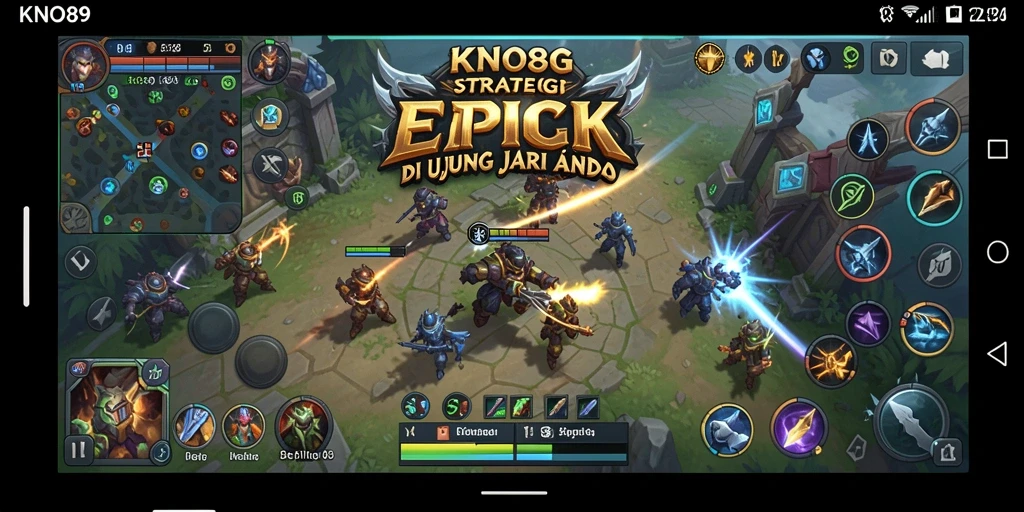 Tampilan screenshot KNO89 menampilkan aksi pertempuran strategi yang intens.