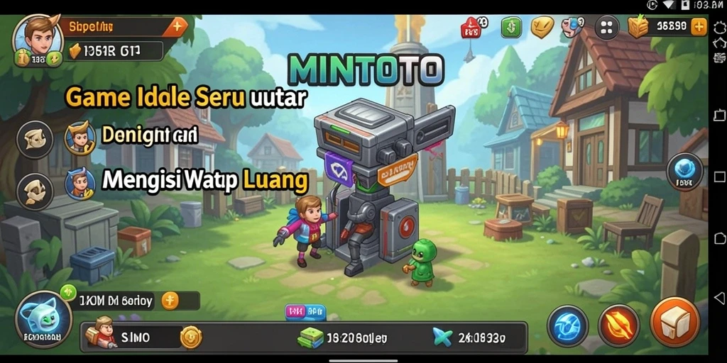 Screenshot gameplay MINTOTO menampilkan karakter dan interaksi menarik di dalam permainan Idle.