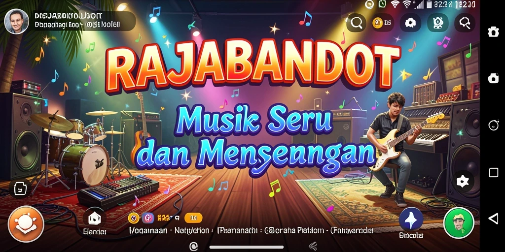 Tangkapan layar RAJABANDOT menampilkan gameplay seru dengan lagu-lagu musik populer.