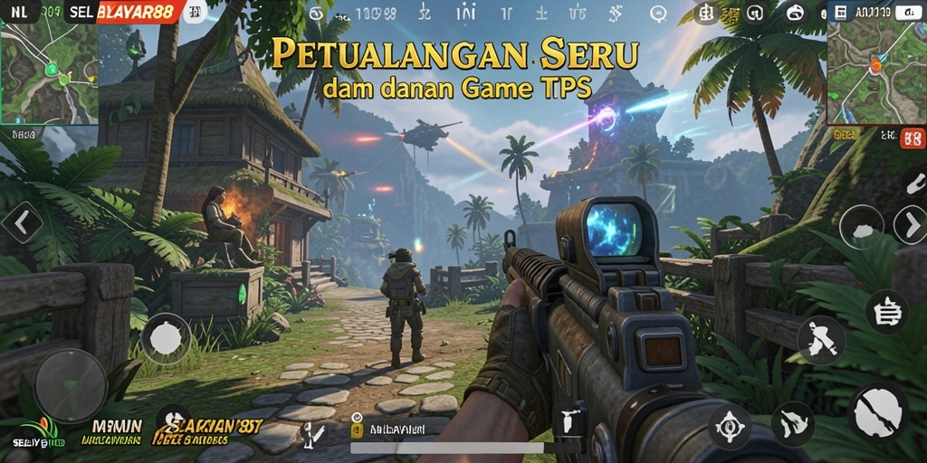 Screenshot utama menunjukkan aksi seru gameplay TPS.
