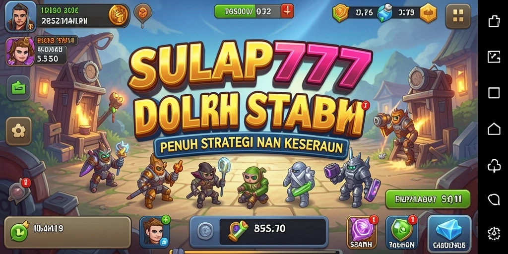 Screenshot SULAP777 menampilkan pengelolaan karakter dan sumber daya yang menarik.